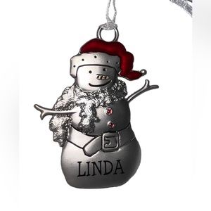 Hallmark Personalized Metal Snowman Christmas Ornament 2.5” - Linda